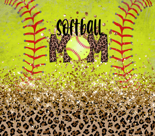 Softball Mom Leopard Glitter
