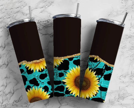 Black and Teal Sunflower
